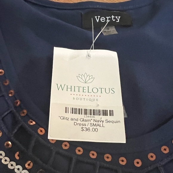 NEW w/tags Blue Sequined dress size Small - Picture 2 of 4